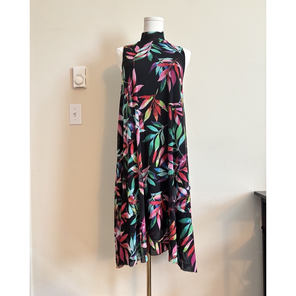 Joseph Ribkoff Dress 8 Medium Tropical Floral Black Pockets Flowy Lined